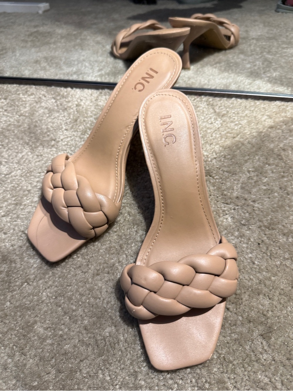 INC International Concepts Nude Braided Slide Mules